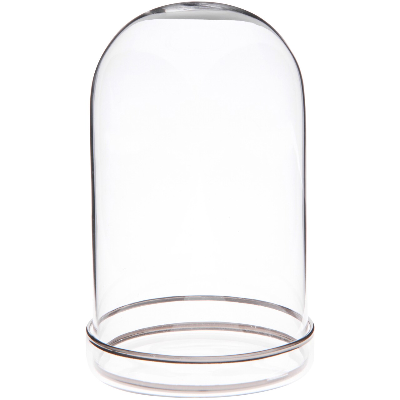 Plymor 3" x 5" Glass Display Dome Cloche with Silver Rim (Silver Rim Glass Tray Base)